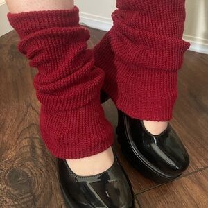 Red Knit Leg Warmers